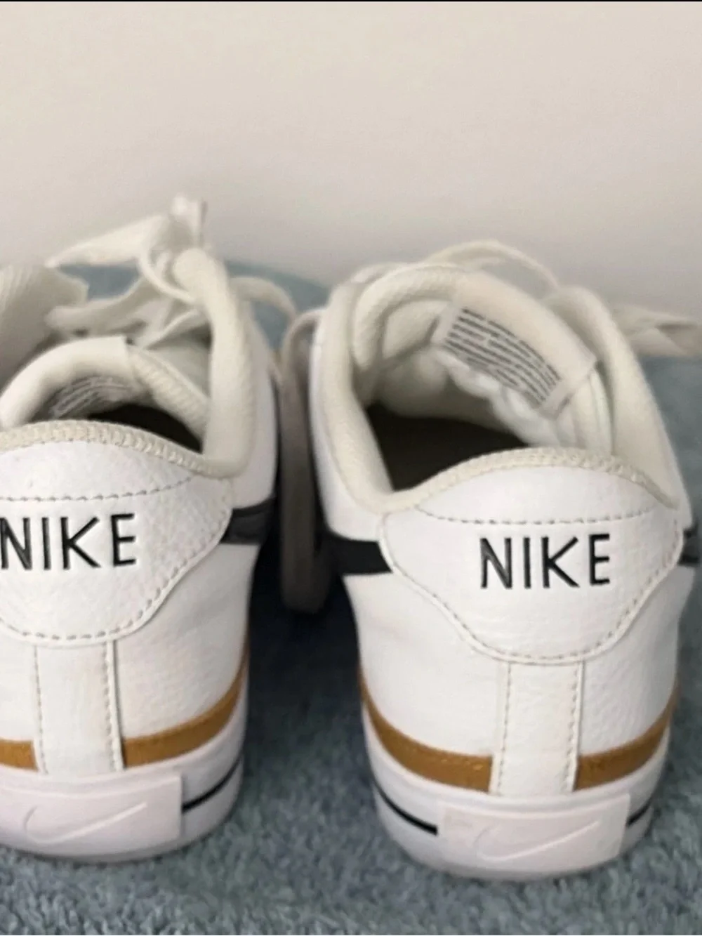 Nike Court Legacy Low Top Leather Lace-up Sneaker White/Brown/Black 8.5